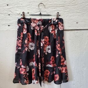 3/$18 NWT POOF! Floral Semi Sheer Mini Skirt Black Pink Large Elastic Waist